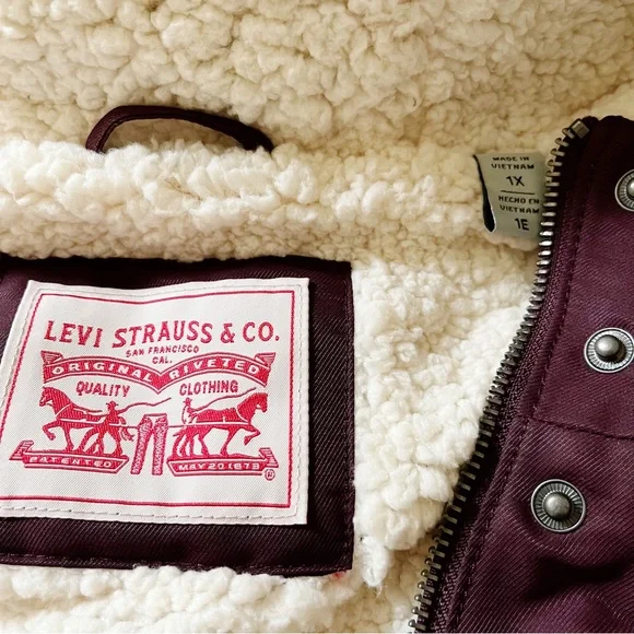 LEVI’S Sherpa Lined Hooded Parka Jacket – Wine Red, Plus 1X – NWT - Picture 12 of 15